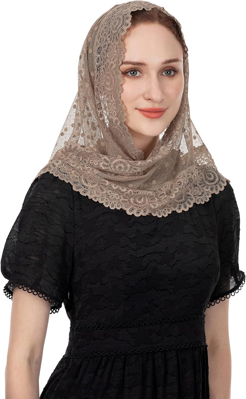 Wgior Triangle Vintage Inspired Lace Chapel Veils Catholic Mass Head Covering Scarf Mantilla Veils for Church - Image 5